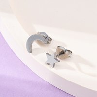 Hypoallergenic Stainless Steel Moon & Star Stud Earrings