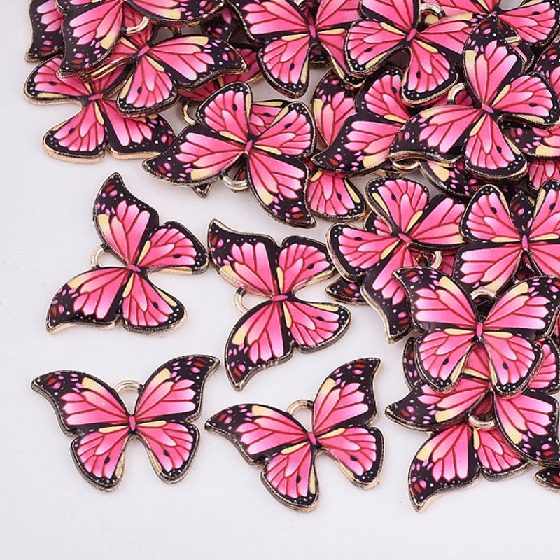 Pendentif en alliage imprimé en or léger et rose profond — Breloques et pendentifs