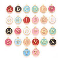 Alloy Enamel Charms with Alphabet, Golden Plated, 26pcs Set
