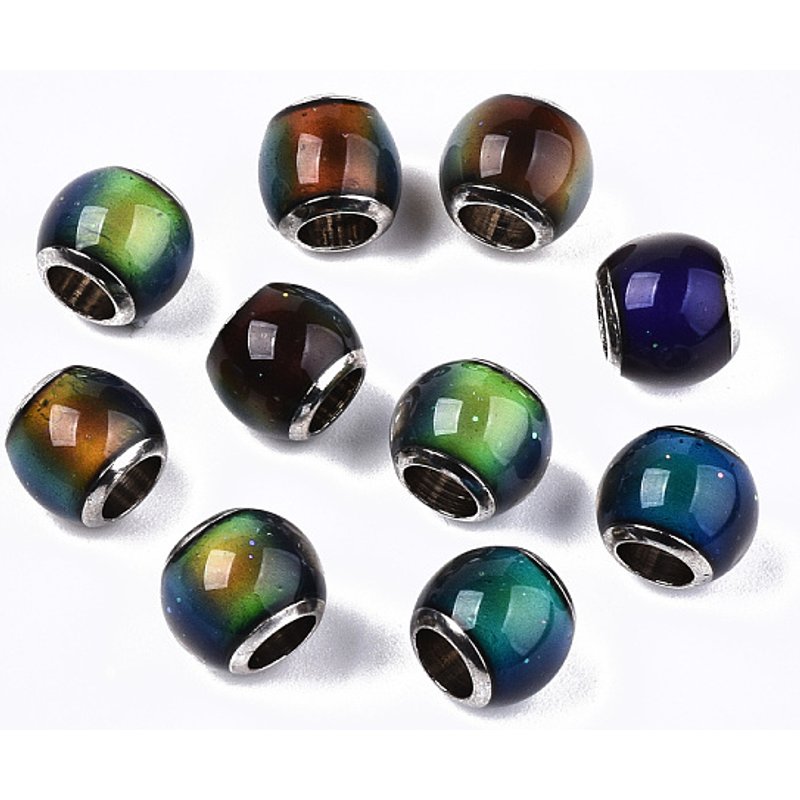 Glass European Beads with Platinum Tone Brass Double Cores — Jewelry Beads