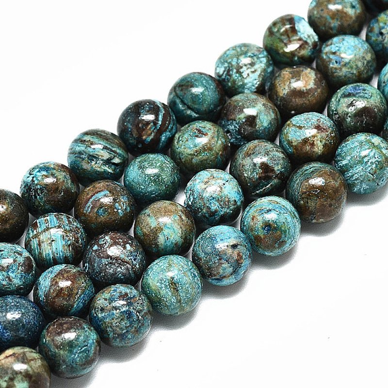 Natural Chrysocolla Beads Strands, Round, 8mm, Hole 1.2mm — Jewelry Beads
