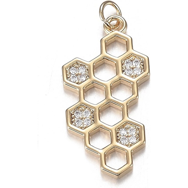 Brass Micro Clear Cubic Zirconia Pendants, 18K Gold Plated — Charms & Pendants