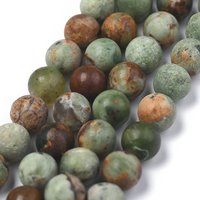 Fils de perles d'opale verte naturelle, rondes et givrés, 6-7mm