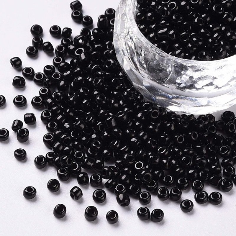 Perles de Verre Noires 8/0 pour Création de Bijoux, Sac de 50g — Perles à bijoux