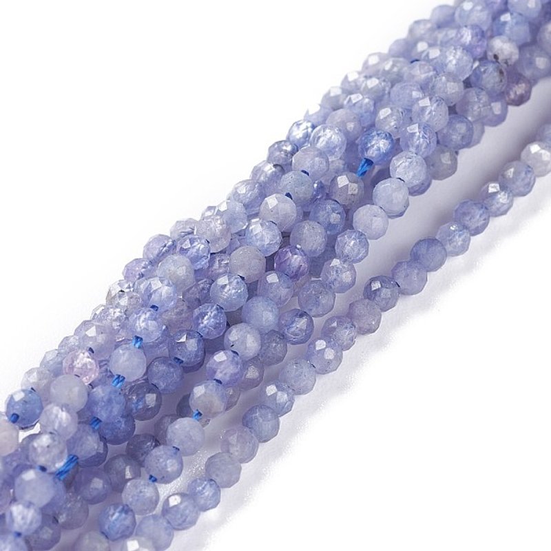 Brins de perles de tanzanite naturelle, rondes, facettées, 2mm — Perles à bijoux