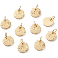 Charms en laiton avec le mot Amour, plaqué or 18K, avec anneaux — Breloques et pendentifs