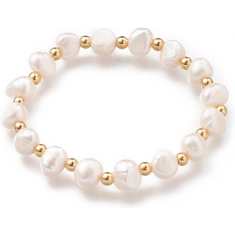 Bracelet en perles extensible avec perles en acier inoxydable et perles de coquillage — Bracelet Femme