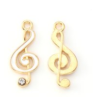 Alloy Enamel Musical Note Pendant with Crystal Rhinestone