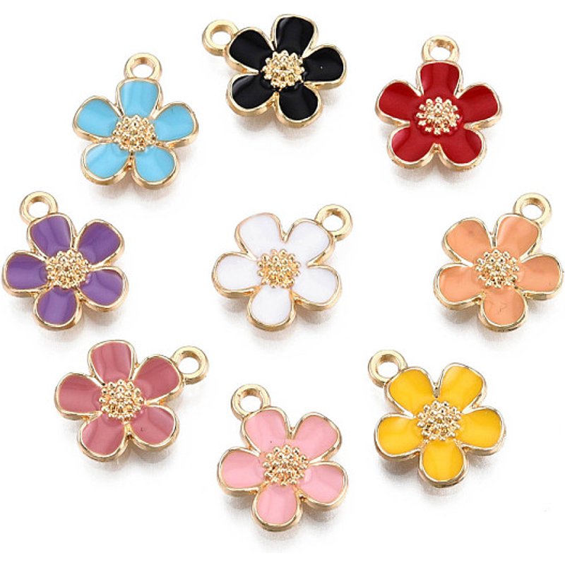 Eco-Friendly Zinc Alloy 5-Petal Flower Pendant in Light Gold — Charms & Pendants