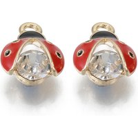 Alloy Rhinestones Enamel Ladybug Pendant in Light Gold and Red