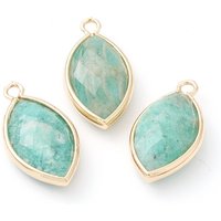 Pendants en Amazonite Naturelle avec Bordure en Laiton Doré, Facettés, Œil de Cheval — Breloques et pendentifs