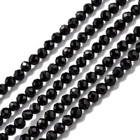 Brins de Perles de Tourmaline Noire Naturelle, Facettées, Rondes, 2mm