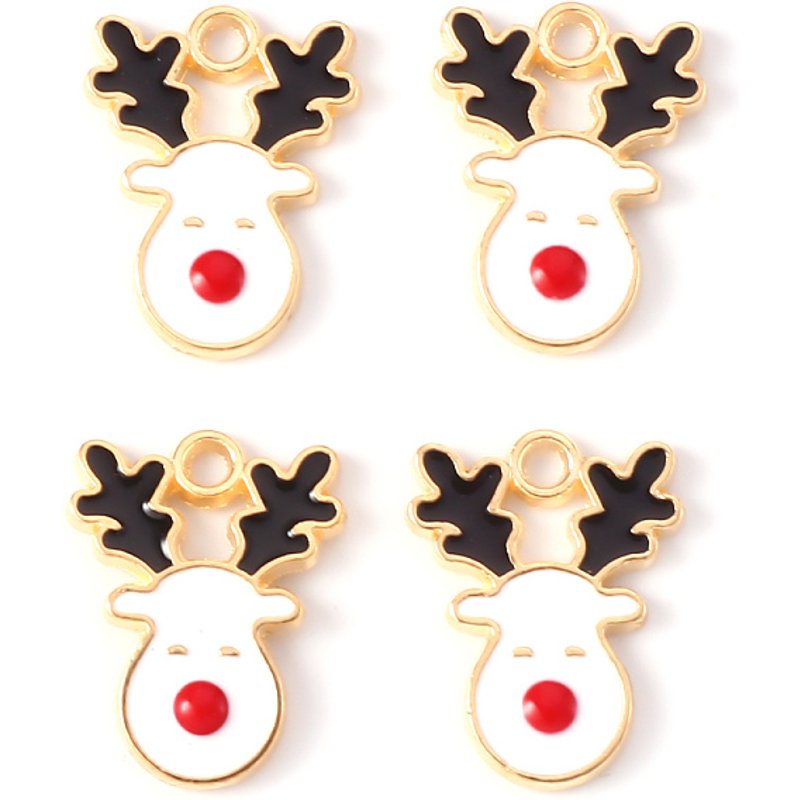 Pendentif en Émail Alliage Renne de Noël en Or Clair et Blanc — Breloques et pendentifs