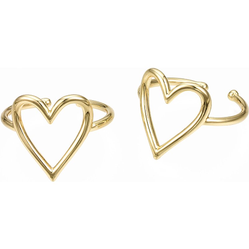 Bagues en laiton à ouverture en forme de cœur, sans nickel, plaquées or 16K — Bijoux fantaisie