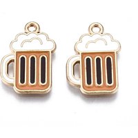 Eco-Friendly Alloy Enamel Beer Glass Pendant - Light Gold