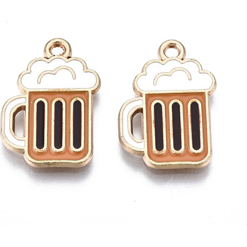 Pendentif en Émail Écologique en Alliage - Verre à Bière en Or Clair — Breloques et pendentifs