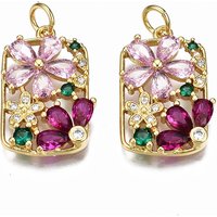 Pendentif en laiton avec zircon cubique micro pave en forme de fleur — Breloques et pendentifs