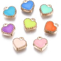 Charms en Émail en Alliage en Forme de Cœur, Or Clair et Couleurs Mélangées — Breloques et pendentifs