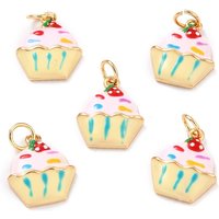 Charm en laiton plaqué or 18K avec émail - Cup Cake — Breloques et pendentifs