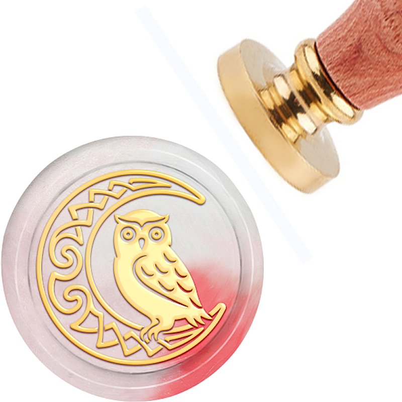Tampon à cire en laiton avec poignée, motif hibou, 3,5 pouces — Outils de création de bijoux
