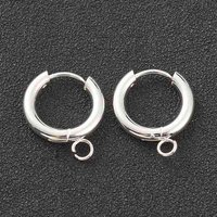 201 Stainless Steel Huggie Hoop Earring Findings with Loop
