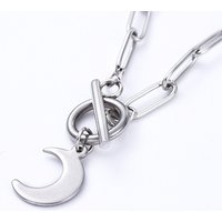 Collier Pendentif Non-Tarnish Moon en Acier Inoxydable 304 avec Chaîne — Collier pendentif