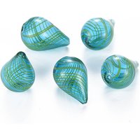 Perles en Verre Soufflé Transparentes, Forme Goutte, Turquoise — Perles à bijoux