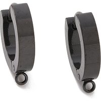 304 Stainless Steel Huggie Hoop Earrings Findings with Vertical Loop