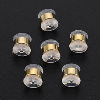 Bouchons d'oreilles en silicone avec attaches en laiton, ovales, dorés — Accessoires pour bijoux