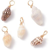 Natural Shell Pendants with Copper Findings, 18K Gold Plated — Charms & Pendants