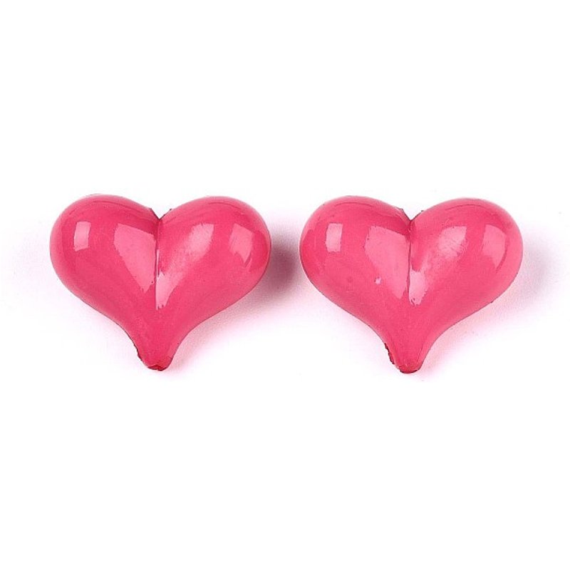 Opaque Acrylic Heart Beads, Deep Pink, 255pcs/500g — Jewelry Beads