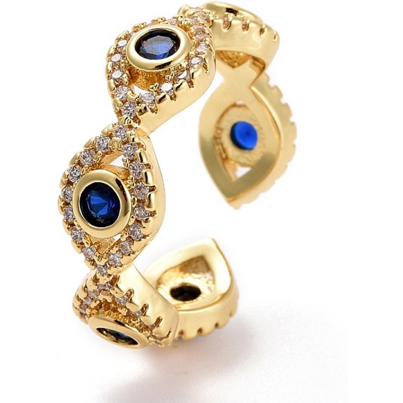 Bague Manchette Œil Malin en Zircon Cubique Plaquée Or 18K — Bijoux fantaisie