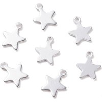 304 Stainless Steel Star Charm in Silver, 10x8mm