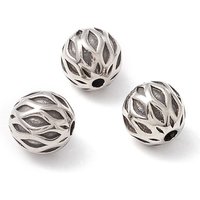 316 Surgical Stainless Steel Round Beads, Antique Silver, 9.5mm — Jewelry Beads