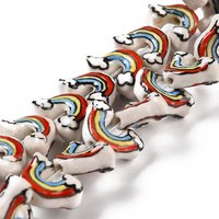Handmade Porcelain Rainbow Beads, Colorful, 12.5x18x8mm — Jewelry Beads