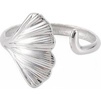 Ginkgo Leaf Wrap Open Cuff Ring for Women in Non-Tarnish Stainless Steel