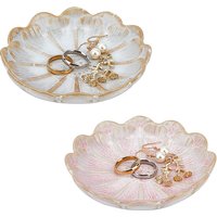 Porcelain Jewelry Dish Set, Flower Shape Ring Holder, 2 Colors