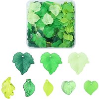 76G 8 Style Transparent Acrylic Leaf Pendants, Mixed Colors