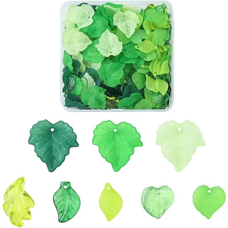 76G 8 Style Transparent Acrylic Leaf Pendants, Mixed Colors — Charms & Pendants