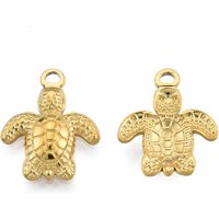 201 Stainless Steel Tortoise Pendant with 18K Gold Plating