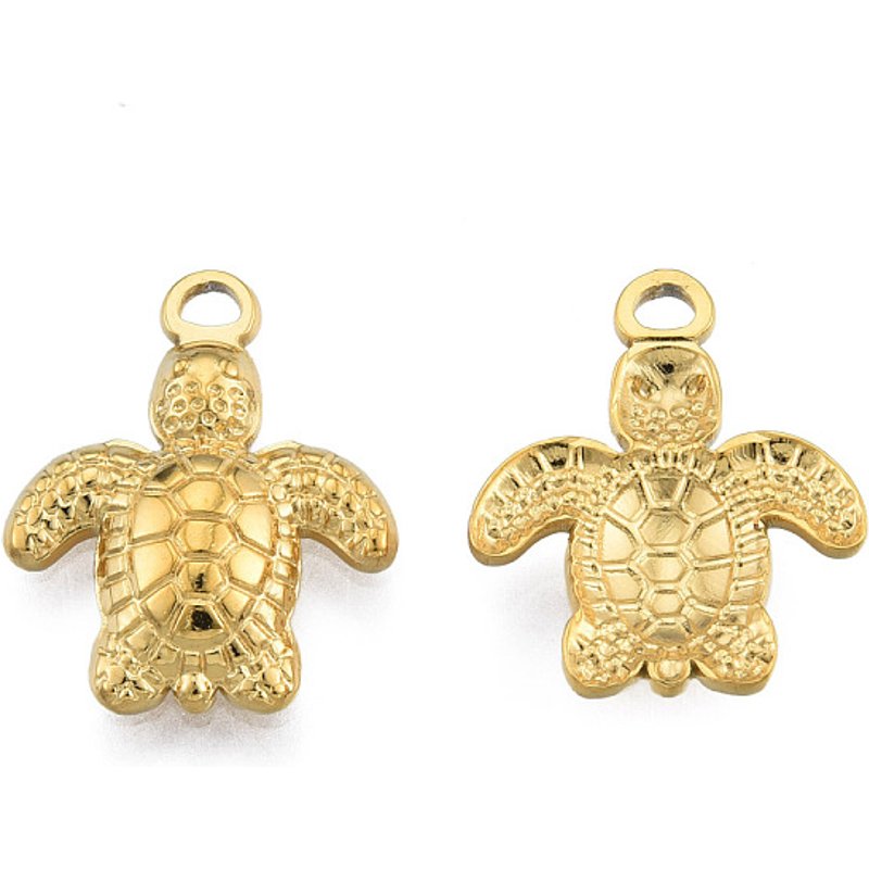 Pendentif Tortue en Acier Inoxydable 201 avec Plaquage en Or 18K — Breloques et pendentifs