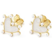 Rack Plating Brass Enamel Heart Stud Earrings for Women