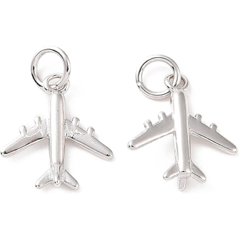 Rack Plating Brass Airplane Charm with Jump Ring, Cadmium & Lead Free — Charms & Pendants