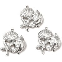 Pendentifs en Acier Inoxydable 304 Non-Tarnissant, Formes de Étoile de Mer et Coquillage — Breloques et pendentifs