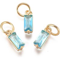 Brass Micro Pave Cubic Zirconia Charms with Jump Ring, Light Sky Blue — Charms & Pendants