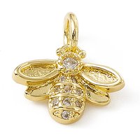 Brass Micro Pave Cubic Zirconia Bee Charms with Jump Ring