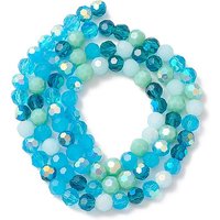 Brins de perles en verre électroplaquées, facettées, bleu ciel profond, 100pcs — Perles à bijoux