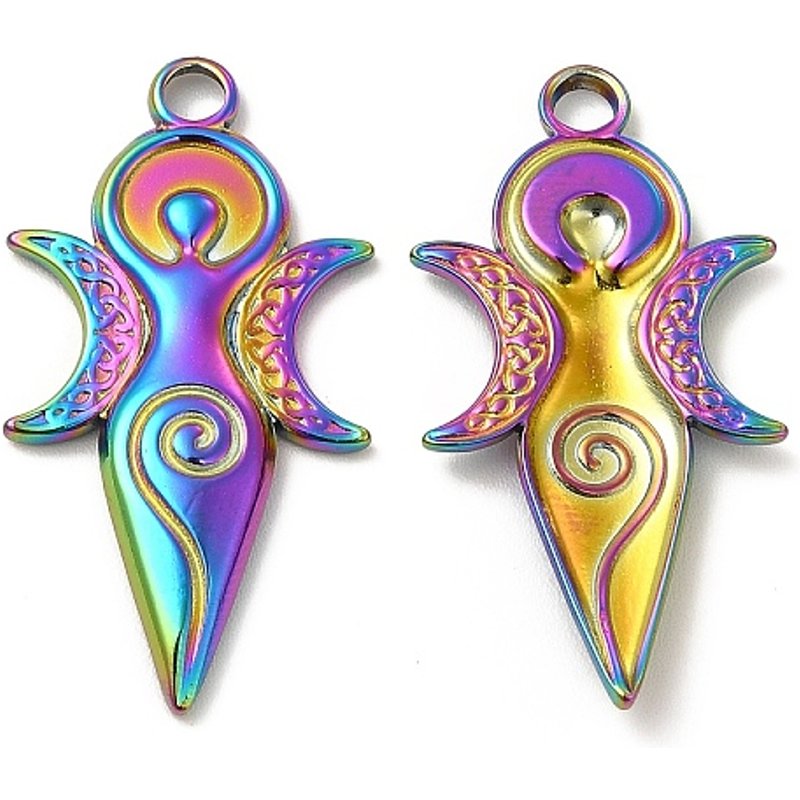 Charms de la Déesse de la Lune en Acier Inoxydable 304 - Couleur Arc-en-Ciel — Breloques et pendentifs