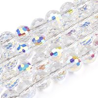 Brins de perles en verre électroplaqué transparent, couleur AB, 8mm — Perles à bijoux