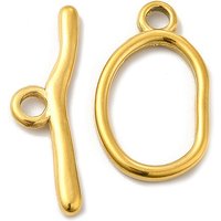 Attaches à bascule ovales en acier inoxydable 304, plaqué or — Accessoires pour bijoux